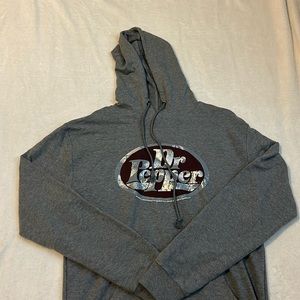 Large Dr Pepper sweatshirt.